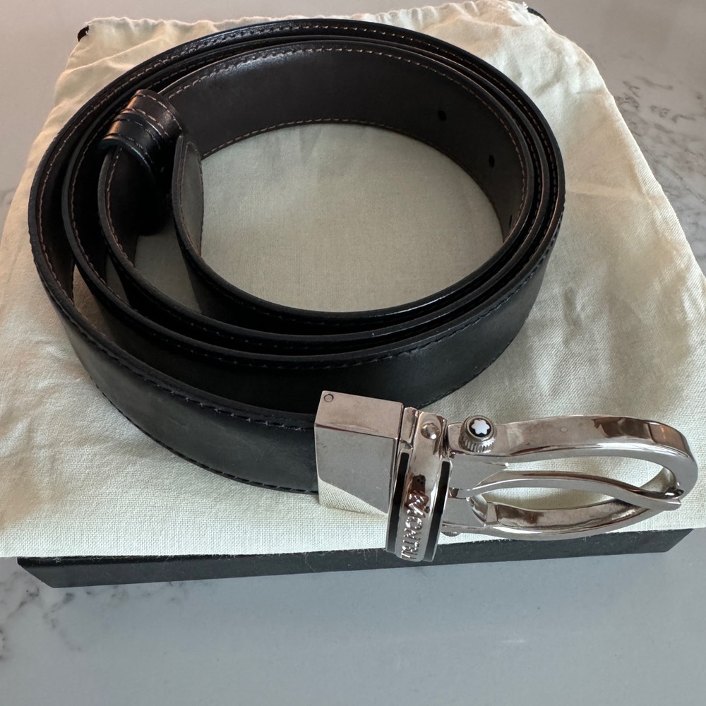 Montblanc Black Leather Belt